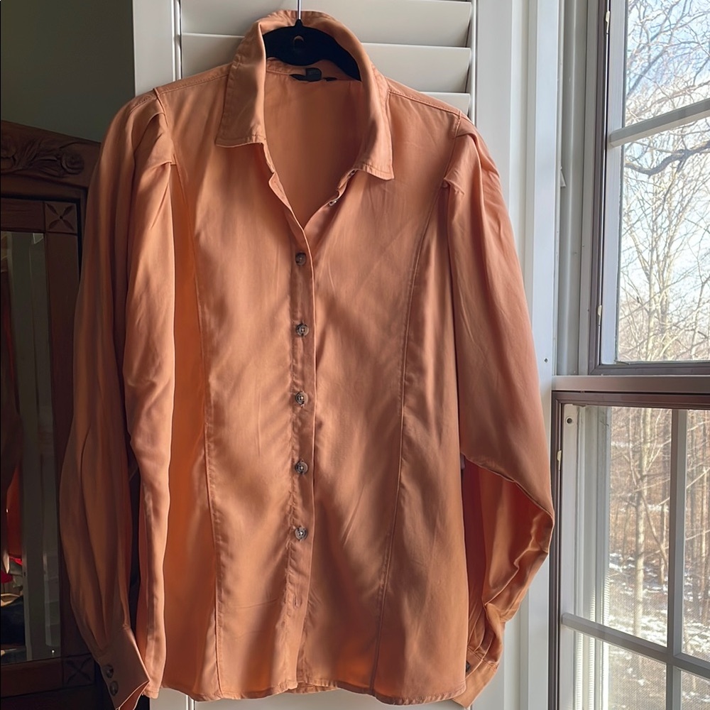 Women’s button down blouse with billowy sleeves
